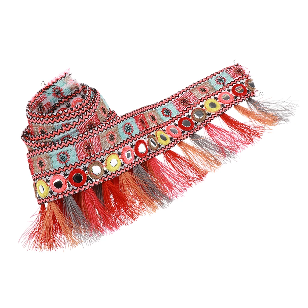 Prettyia 1 Yard Ethnic Cotton Jacquard Ribbon Tassel Fringe Trim DIY Crafts