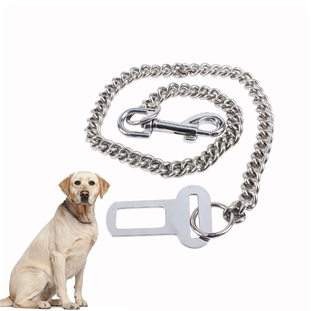 luxiaoge6 Pet Vehicle Safety Restraint Cable,Metal Chain Dog Seat Belt Lead for Car Chew Proof Strong Travel Safety Restraint 
