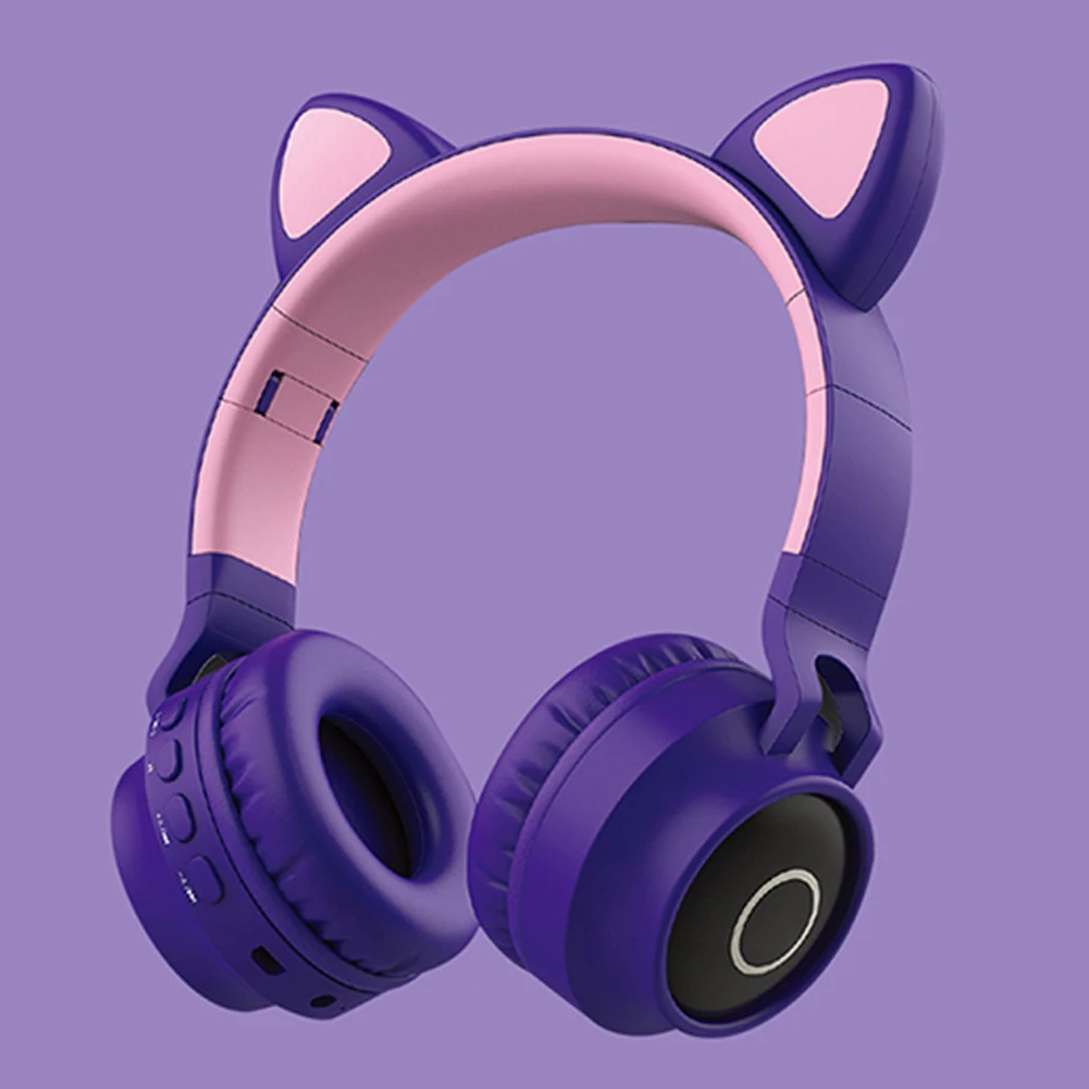 LED Cat Ear Headphones Bluetooth 5 0 Noise Cancelling Adults Kids girl Headset Support TF Card FM Radio With Mic