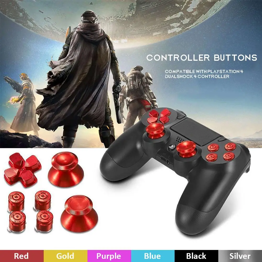 7 шт. металлический джойстик рукоятка пальца шапки + Dpad действие D-Pad кнопки для sony Playstation Dualshock 4 PS4 Геймпад контроллер