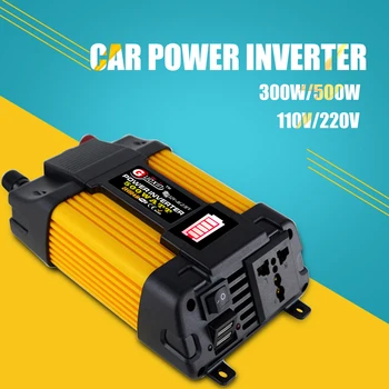 

300W/500W DC12 To AC110/220V Car Power Inverter LED Display Sine Wave Converter Dual USB Voltage Transformer Adapter Converter