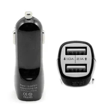 Черный, белый цвет стройные устройство для автомобиля с двумя портами USB подключение к автомобильному прикуривателю Зарядное устройство адаптер 2.1A 1A 5V Для Iphone 5S 4S для Galaxy S4 Note 3
