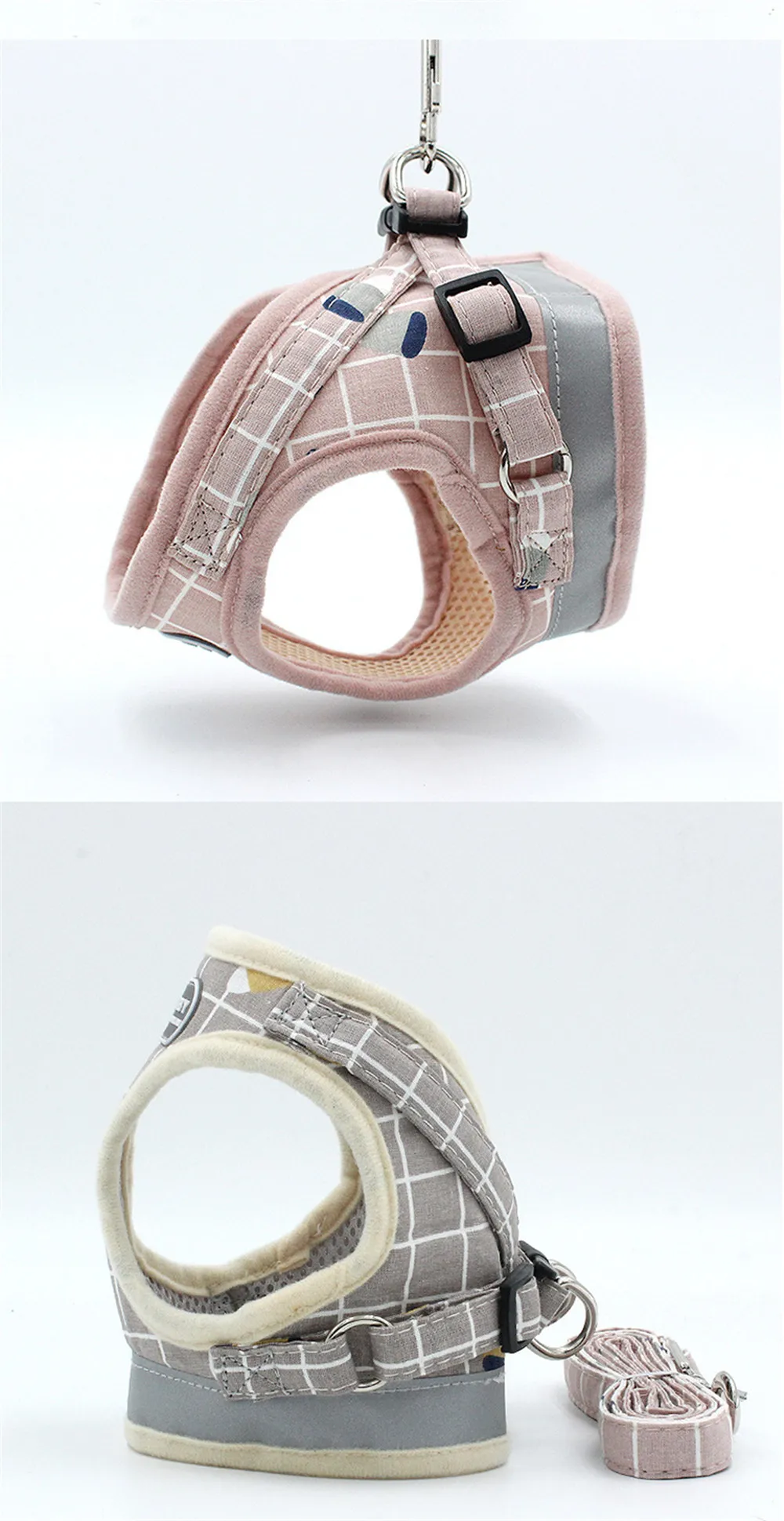 2020 Reflective Breathable Dog Cat Harness Pet Adjustable Vest Leash Walking Lead Leash Puppy Polyester Mesh Harness For Dogs (3)