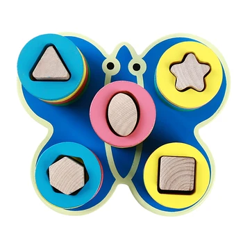 

Kids Children Early Eductional Toys Butterfly Baby Montessori Wooden Shape Sorter Baby Cognitive And Matching Building Blocks