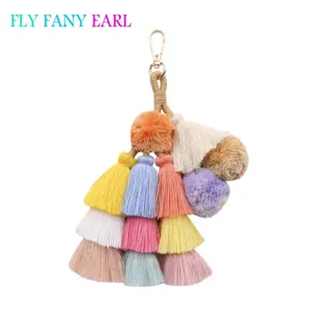 

Handmade DIY Tassel Keychain Bag charms Rainbow Colors Key Holder Women's Bag Tassel Pendant Boho Jewelry Gift for Women