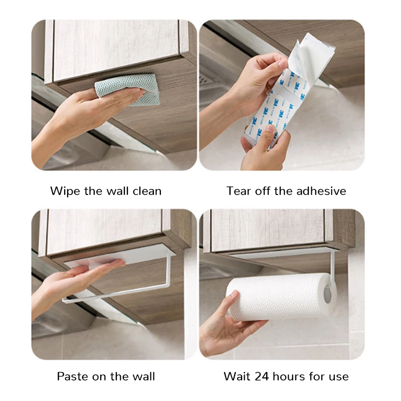 Hot Stainless Steel Paper Towel Holder Rack Toilet Kitchen Roll Paper Holder Self-adhesive Kitchen Toliet Accessories