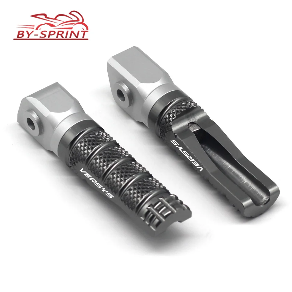 Мотоцикл CNC Пассажирские подножки Задние подножки для KAWASAKI VERSYS 650 2007- VERSYS 1000 2012- с логотипом Versys - Цвет: Titanium