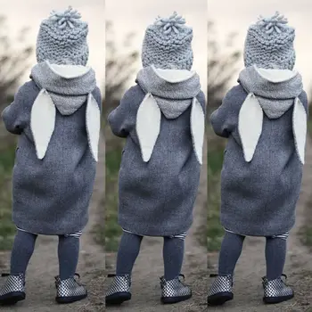 

Toddler Kid Girls Autumn Clothes Boy Clothes Cute Long Sleeve Rabbit Ear Hooded Coat Warm Jacket Outwear Windbreaker
