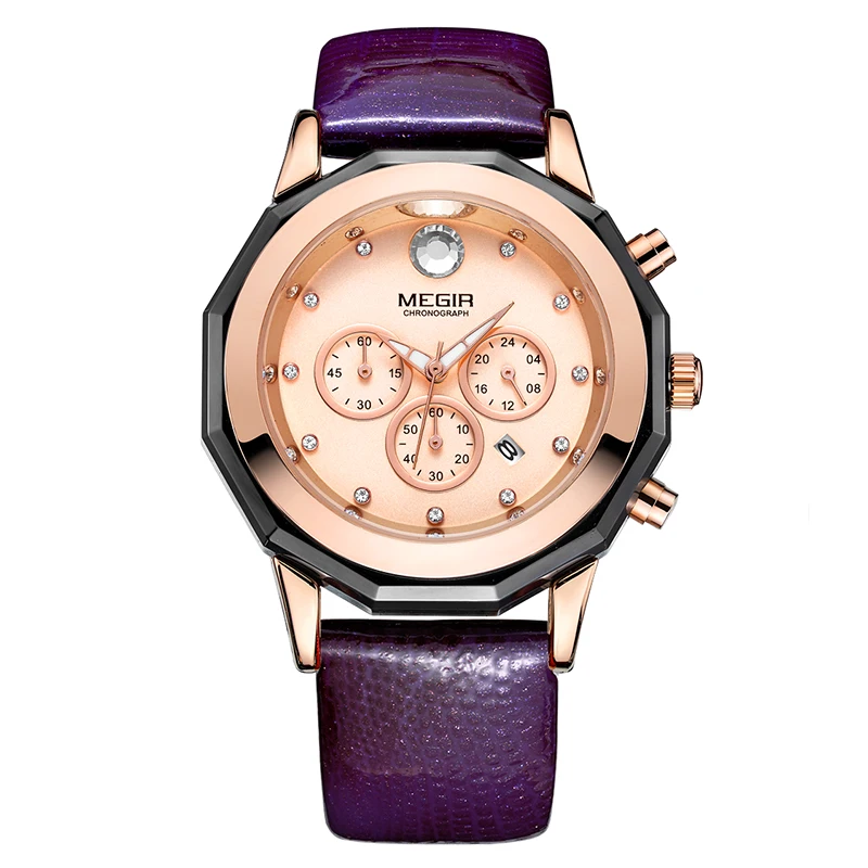 

MEGIR New Women Fashion Watch Creative Lady Casual Watches Leather Band Stylish Desgin Luxury Clock Quartz Watch Gift For Women