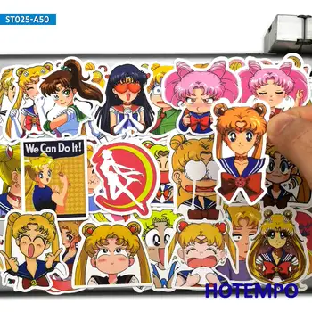 

50pcs Cute Anime Pretty Soldier Sailor Moon Stickers for Mobile Phone Laptop Suitcase Guitar Skateboard Cartoon Decal Stickers