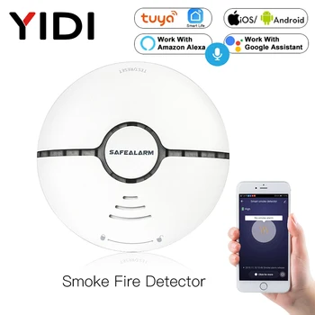 

WiFi Smart Smoke Fire Alarm Sensor Detector Home Security System Battery-powered Alarm Wireless Smart Life Tuya App Control