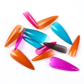 

240Pcs/set Colorful Salon Pointed Nail Tips False Nails with Nail File Nail Polish (4#) For Fake Nails Press On Nails Art