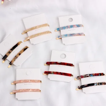 

2pcs/Set Fashion Women Metal Acetate Hair Pin Clip Leopard Hair Clip Geometric Hairpins Hairgrips Hair Accessories