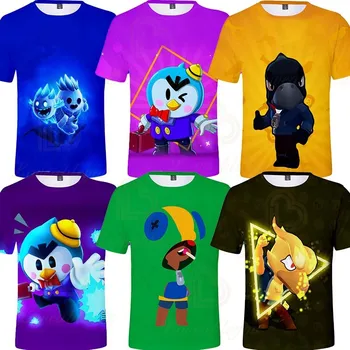 

Shark Leon Star Children's Wear Kids T-shirt Shooting Game 3d Shirt Brawling Boys Girls Short Sleeve Tops Tshirt Teen Clothes