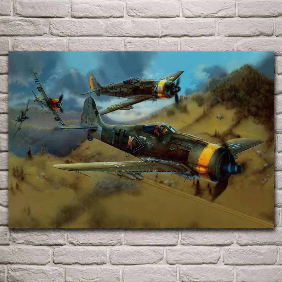 Германия fw 190 Focke Wulf Luftwaffe авиационный военный тканевый плакат для гостиной дома