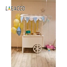Laeacco Cake Candy Car Balloons Woodern Floor Brick Wall Baby Birthday Photo Backdrop Photocall Personalized Photo Backgrounds