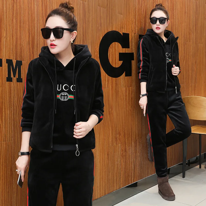 3 шт. зимний спортивный костюм спортивная одежда женское флисовое плотное пальто