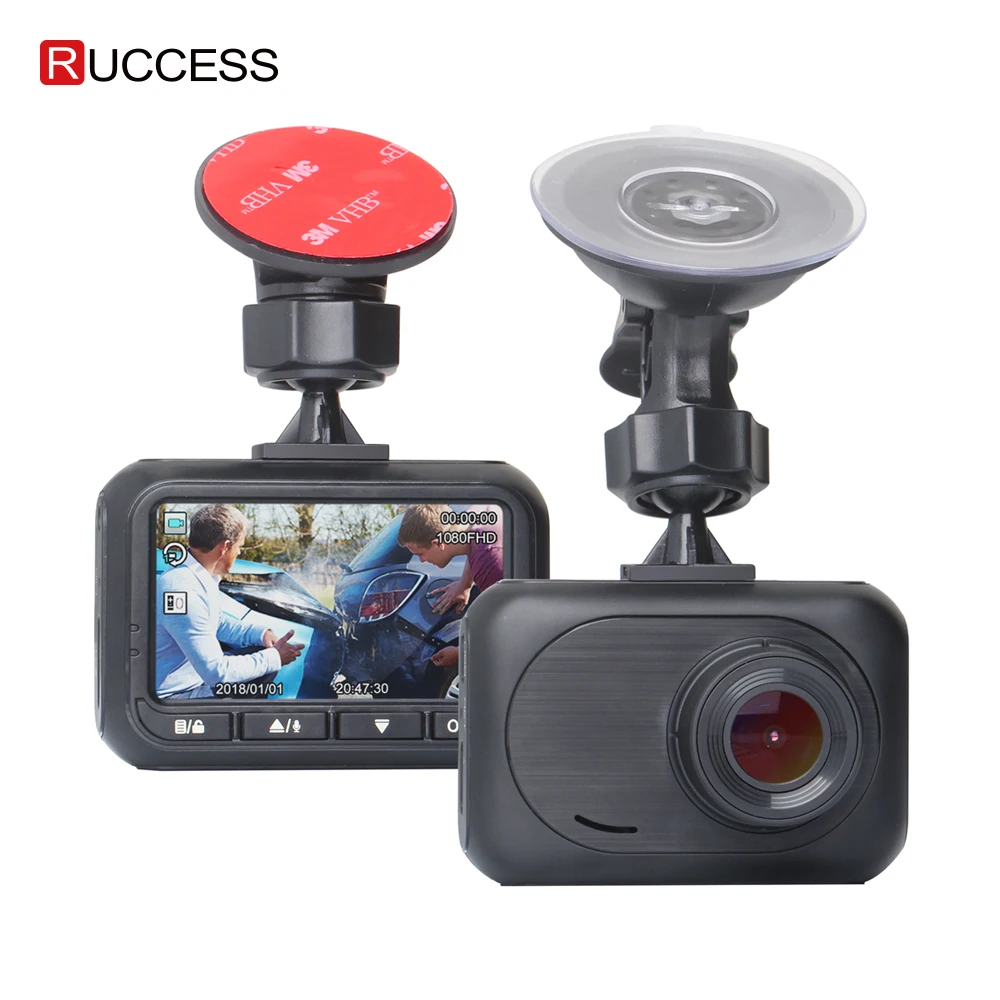 RUCCESS Автомобильный видеорегистратор Full HD 1080P Dash Cam мини-автомобиль Камера Регистраторы NOVATEK DVR 170 ° Широкий формат 24 часа в сутки для парковочной системы Ночное видение - Название цвета: Черный