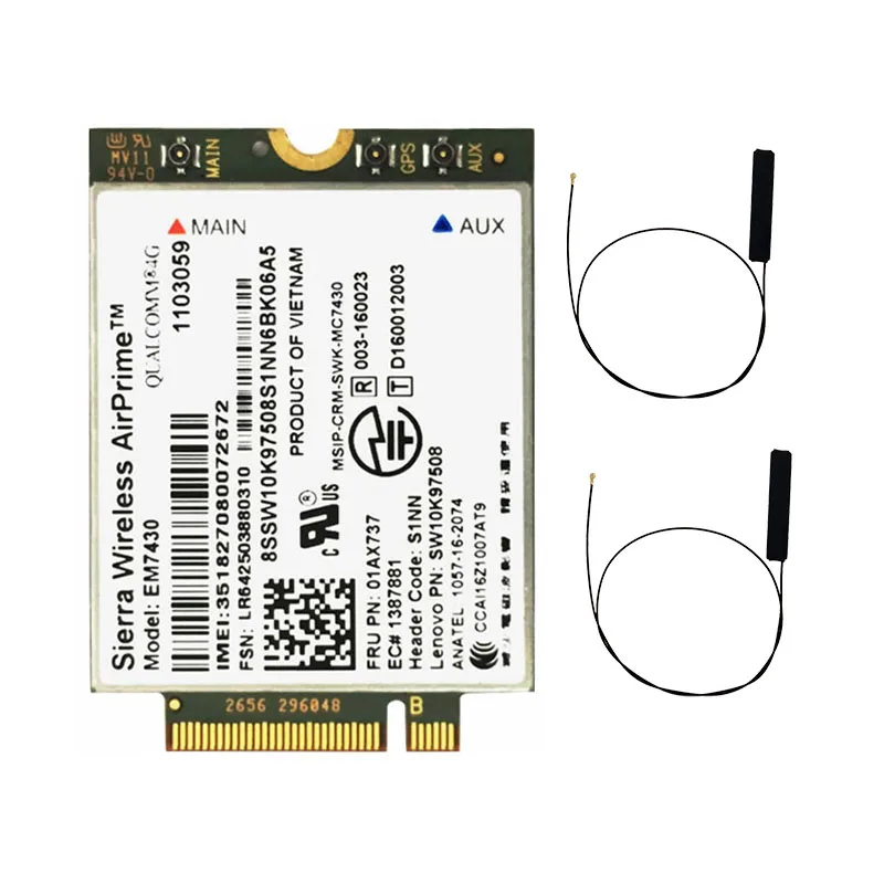 Sierra EM7430 FDD/TDD-LTE 4g Fibra Lenovo Thinkpad X270 X1 5th Gera&ccedil;&atilde;o (20HQ, 20HR) X1 YOGA Tablet Gen 2 01AX737