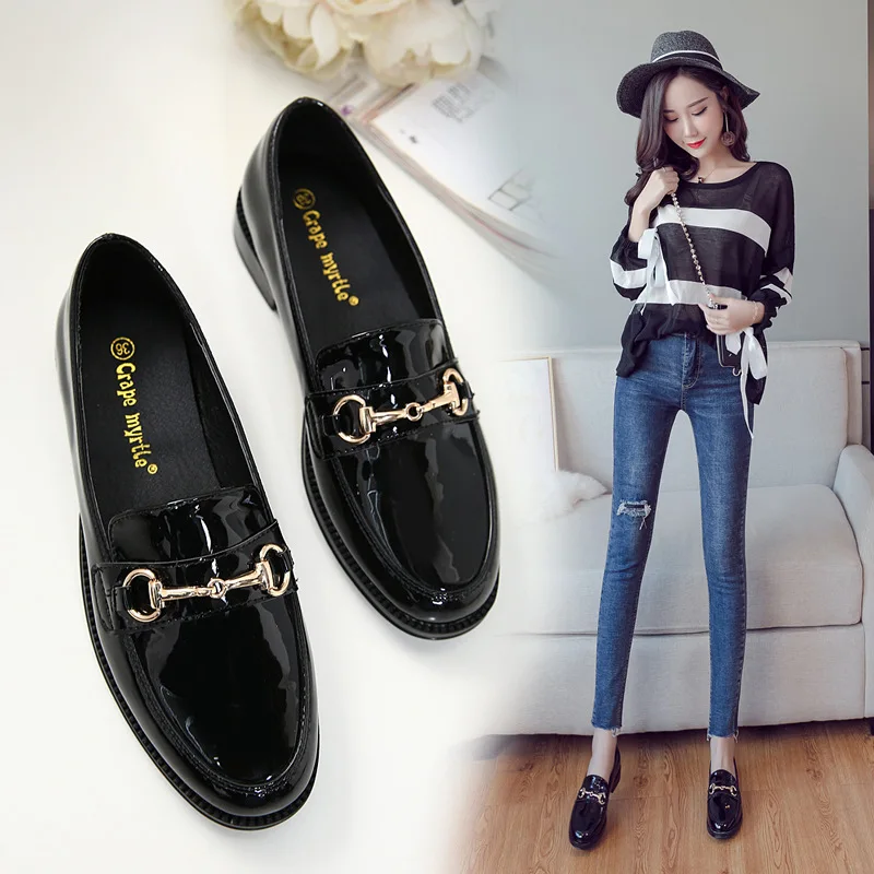 

2019 Spring New Style Flat Small Shoes Korean-style Versatile British-Style College Small Leather Shoes Flat Women's Loafers