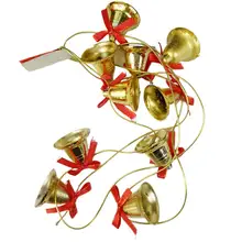 AsyPets 4 см 10 колокольчиков маленький золотого цвета гирлянда с колокольчиками подвесной кулон для украшения рождественской елки длиной 1,5 м