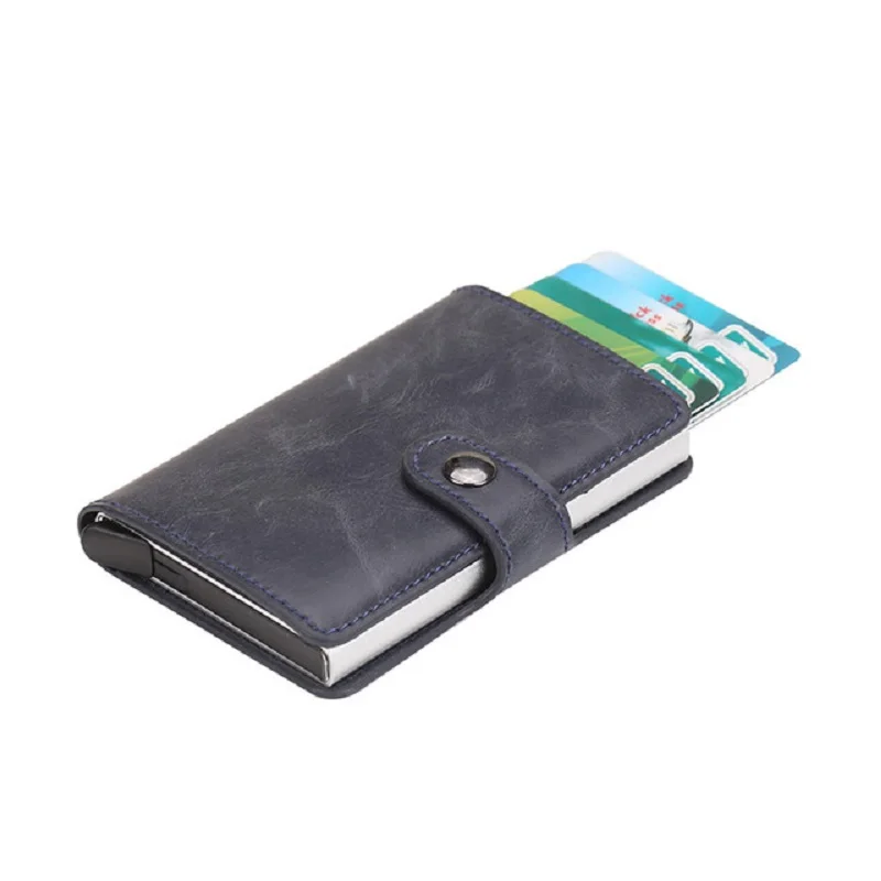 

RFID Ridge US Metal Money Clip Leather Wallet Thin Card Holder Card Case Simple