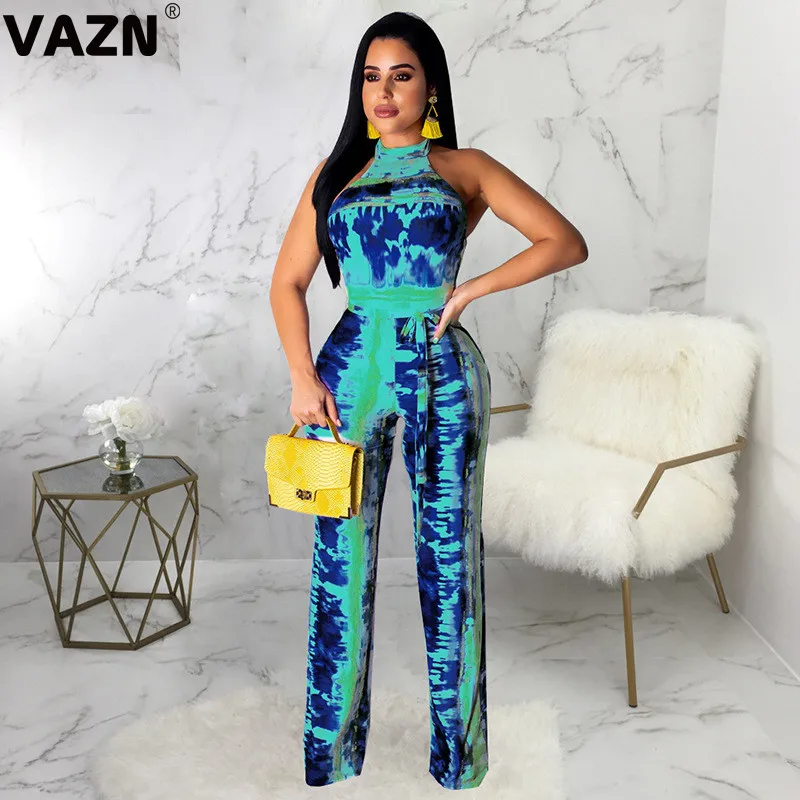 VAZN SMR9267 пляжный стиль Холтер красочный ночной клуб молодой женский комбинезон без рукавов Короткие штаны, комбинезоны, сексуальные ветрозащитные комбинезоны