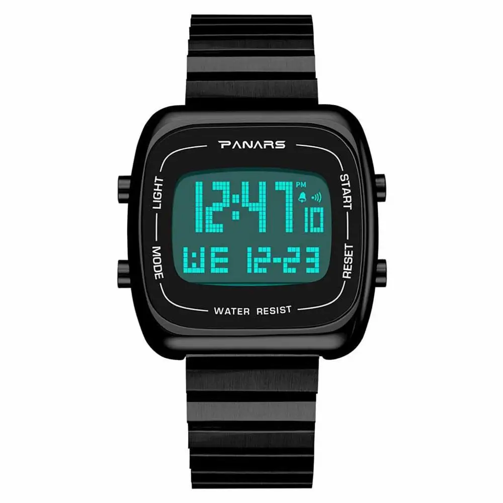 

Alloy Steel Belt Men's Large Screen Waterproof Multi Function Electronic Watch Digital Watch Men Water Resistant #4N06