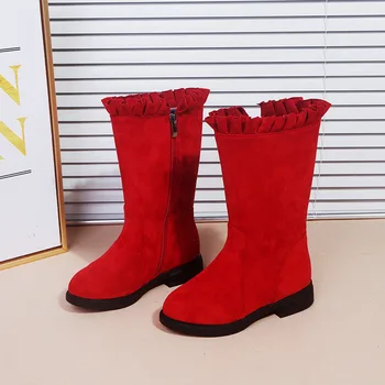 

New Winter Shoe girls kids Boots Solid Color Children shoes High Canister Snowfield Princess Increase Down