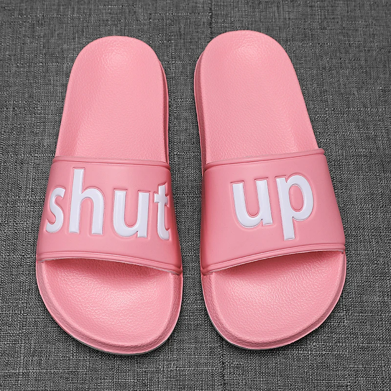 

Women'S Slippers EVA New Fashion WomMen Shoes Men Couple FlAp Flops Soft Black White Letters Casual Summer Couple Calzado Mujer