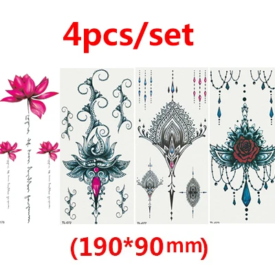 style 9-4pcs 2/3/4/7 штук Временные татуировки 3D татуировки Водонепроницаемый наклейки для боди-арта переводка переводные наклейки для Для женщин и девочек - Цвет: style 9-4pcs