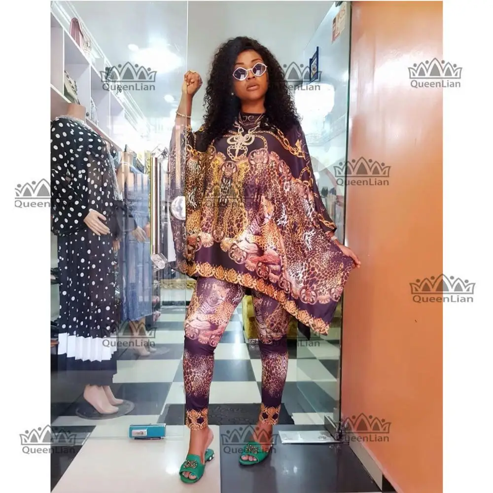 

African Dashiki New Fashion Suit (Top and Trousers）Super Elastic Party Plus Size For Lady BFTZ05#