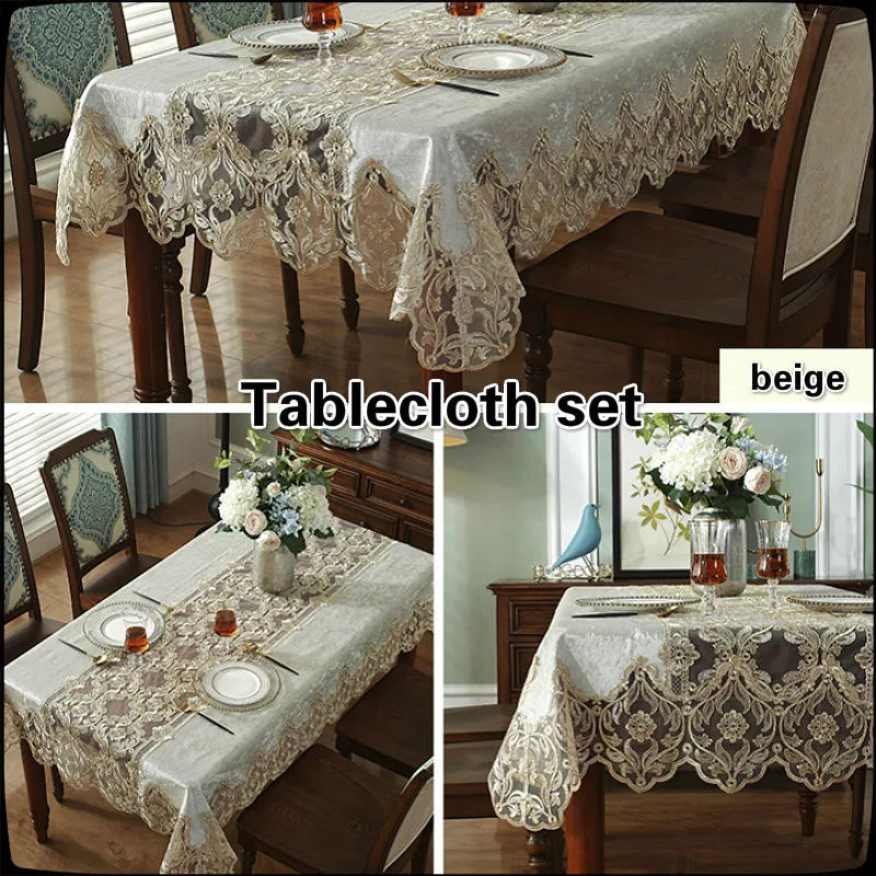 

HOT European Square Embroidered Velvet Fabric Solid Tablecloth Bedroom Living Room Small Round Table Cloth Sofa Cover Decoration