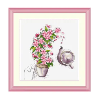 

Fishxx Printed on Fabric DMC 14CT Counted Chinese Cross Stitch Kits set Embroidery Needlework Flowers