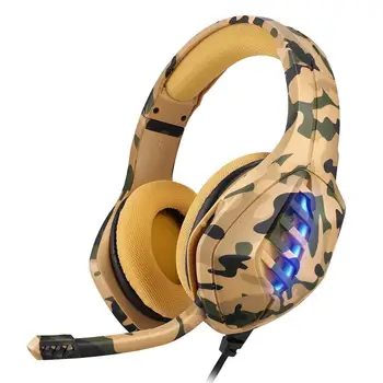 

BEESCLOVER J1 3.5mm Wired Headphones With Microphone HiFi Gaming Camouflag Lighting Headset For PS4 Computer PC Laptop Notebook