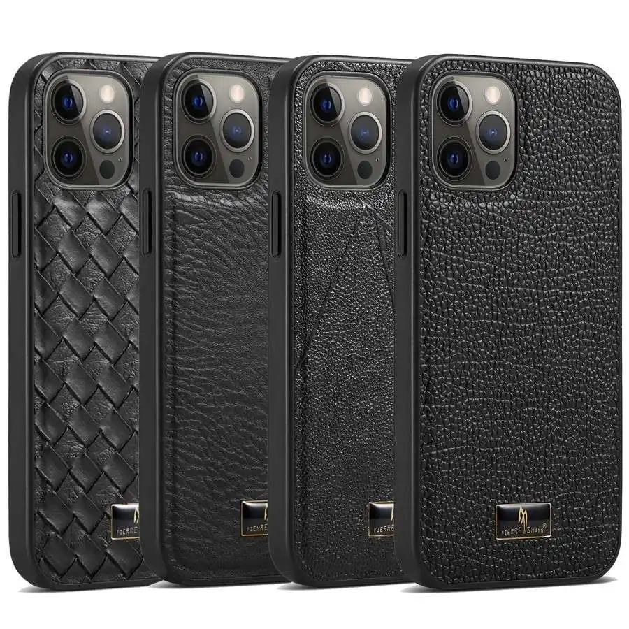 Premium Luxury Leather Case with Metal Logo - High Quality Back Cover