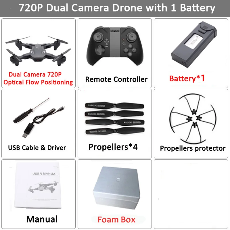 720P-1B-Foam Box Visuo XS816 Радиоуправляемый Дрон 4K 720P двойная камера wifi FPV Дроны для профессиональной съемки жестов VS XS809HW XS809S E58 SG106 - Цвет: 720P-1B-Foam Box