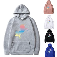 Moda hoodie masculino casual moletom feminino primavera e outono all match manga longa pullovers unicórnio impressão hoodies harajuku