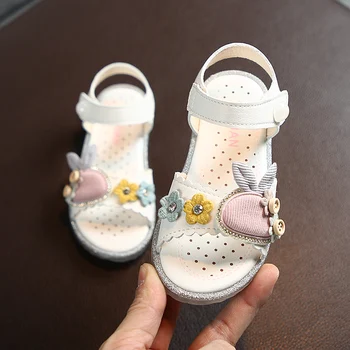 

JJ ZQ18 Baby Girls Sandals Toddler Infant Kids Slip On Pearl Crystal Single Princess Roman Shoes For Children Girl FlowersJJ
