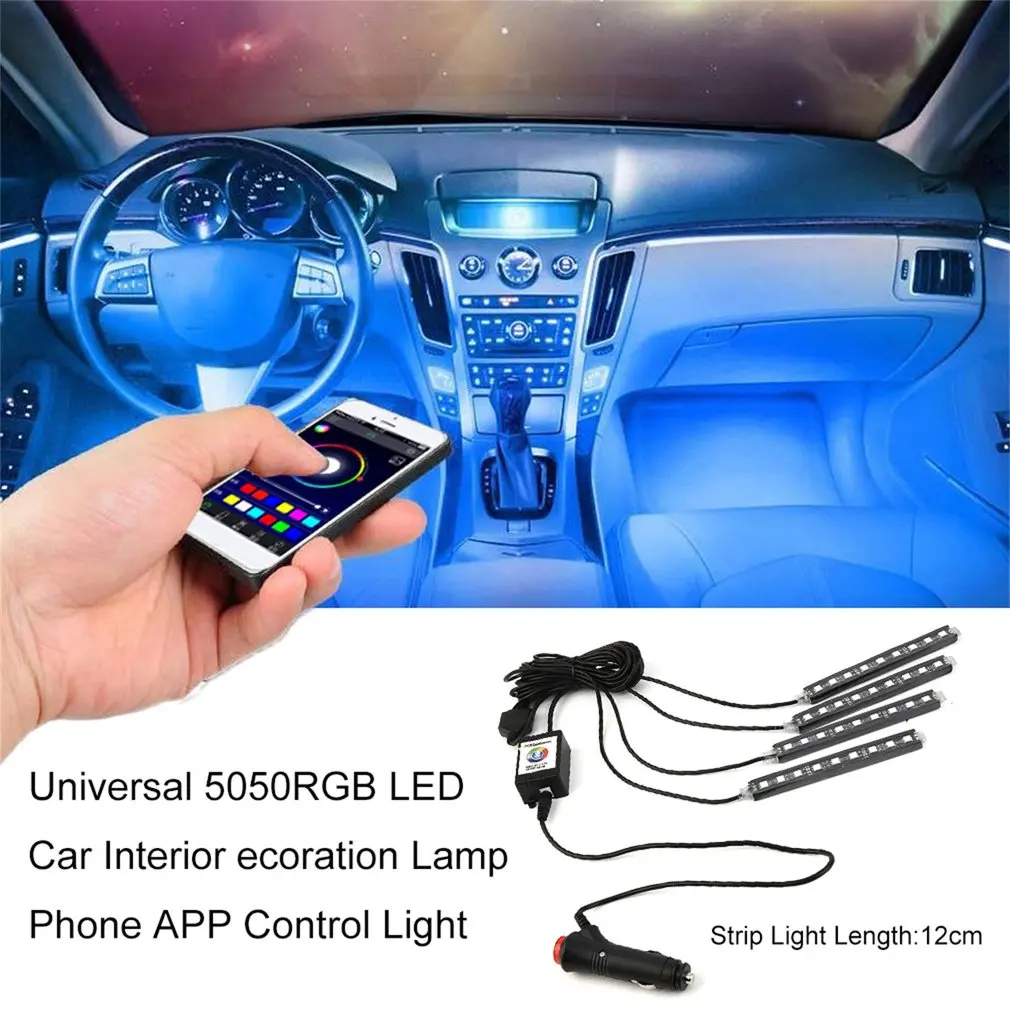 Автомобильный Стайлинг 5050RGB светодиодный светильник для интерьера автомобиля, украшение для телефона, приложение для управления автомобилем, светодиодный светильник для IOS, для Android