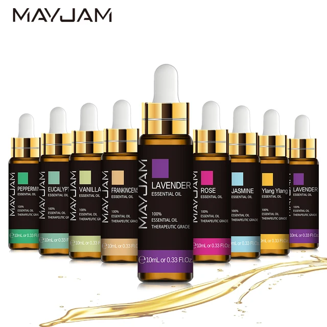 10ML Lavender Eucalyptus Pure Essential Oils Rose Lemon Jasmine Vanilla Mint Sandalwood Bergamot Tea Tree Diffuser Aroma Oil 1