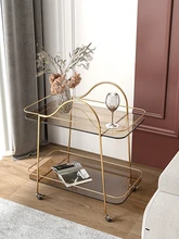 

GY Light Luxury Sofa Side Table Moving Wheels Small Table Small Coffee Table Glass Corner Table Dining Car