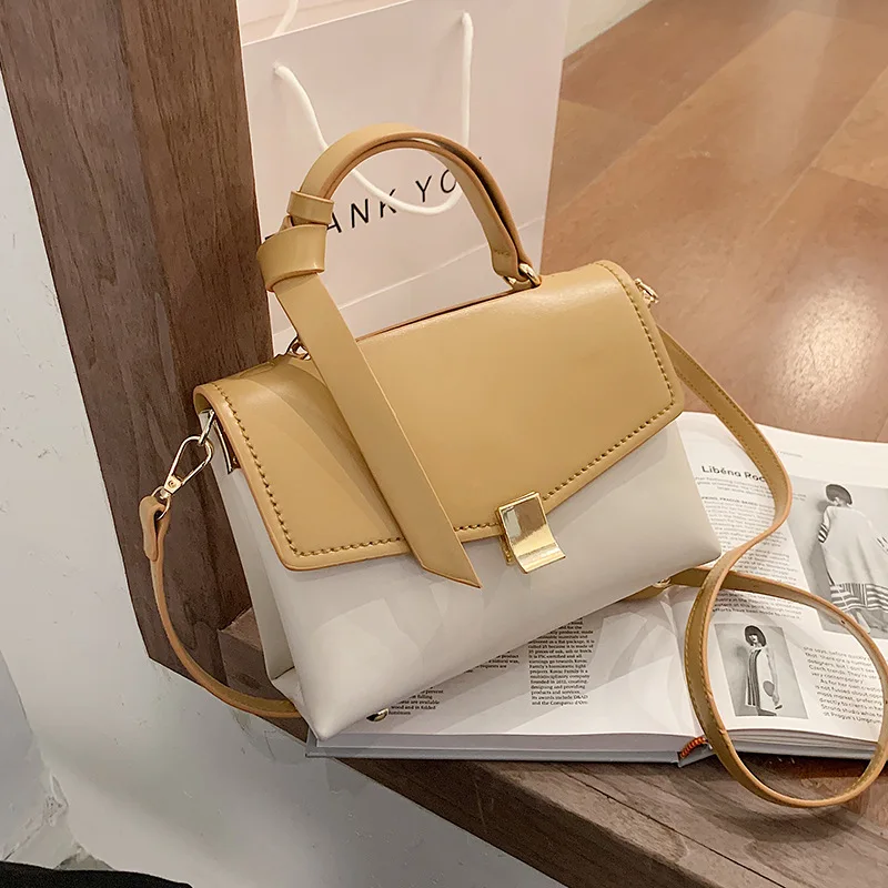 

Contrast Color PU Leather Small Crossbody Bags for Women 2020 Winter Simple Hand Bag Women's Trend Branded Handbags and Purses