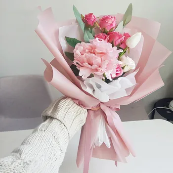 

5PCS Pure Color Mist Side Flowers Packaging Paper DIY Crafts Scrapbook Wedding Bouquet Gift Box Waterproof Wrapping Origami