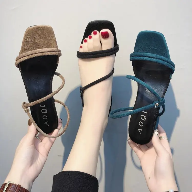 

Korean-style Students Sandals Women's Summer 2019 New Style Chunky-Heel Peep-Toe Cross Strappy Double Purpose Fashion High Heels