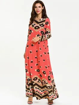 

Women's Fashion plus Size Printed Dress New Elastic Large Knitted Long Sleeve Maxi Dress Casual Dress