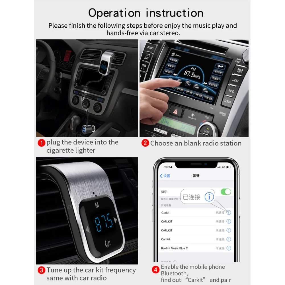 BC39 сенсорный Автомобильный MP3-плеер Bluetooth Hands-free fm-передатчик двойной USB зарядное устройство