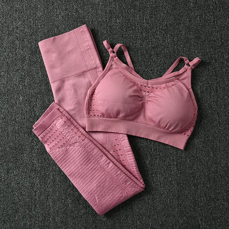 2Piece Important Female Seamless Yoga Suit Gym Workout Clothes Bra Fitness Crop Top High Waist Energy Leggings Sports |