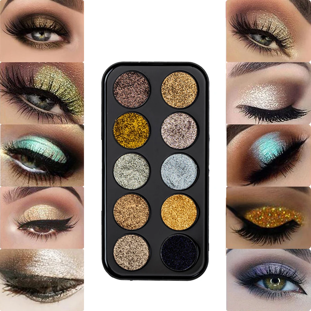 

MISS ROSE Glitter Makeup Eye Shadow Palette Highlight Glow Shimmer Cosmetics make up tools Disc Long Lasting EyeShadow Powder