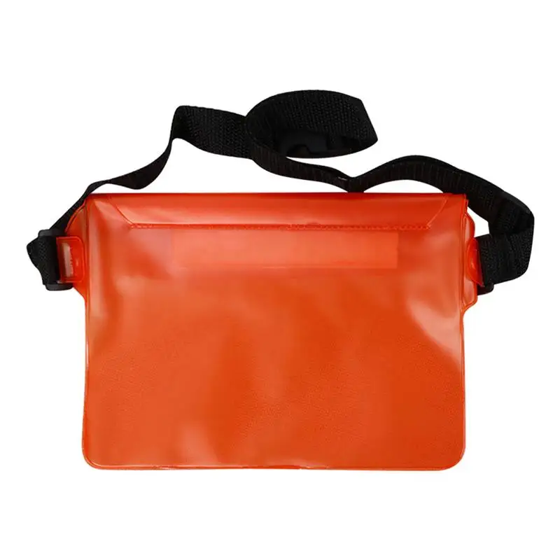 Orange PVC прозрачная поясная сумка, регулируемая водонепроницаемая сумка, поясная сумка для телефона, сухая сумка для плавания - Цвет: Orange